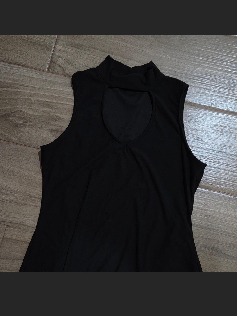 Black Sleeveless Mock Neck Keyhole Bodycon Contour Top
